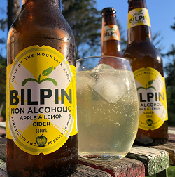 Bottles and glass of Bilpin Cider best non-alcoholic drinks list
